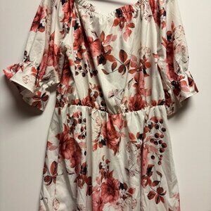 Pink‎ and Red Ruffled Smocked Sundress with Flutter Sleeves